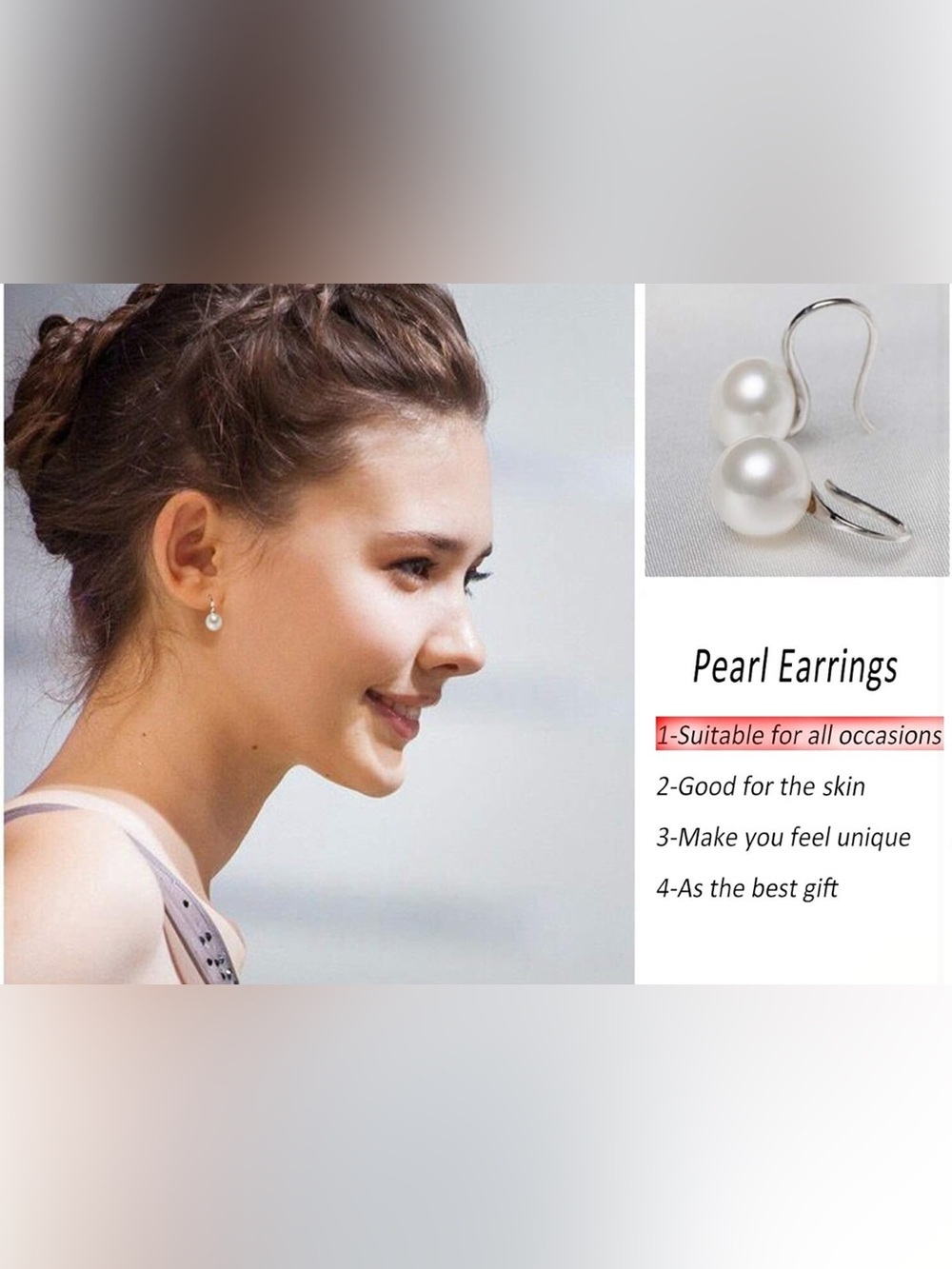 Elegant 925 Sterling Silver Pearl Dangle Drop Earrings - White Pearl - Picture 4 of 7